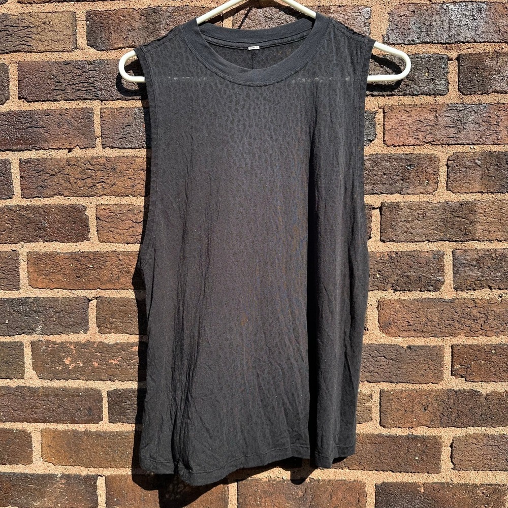 Lululemon Black Sheer Leopard Animal Print Sleeveless Tank Top Size Unknown